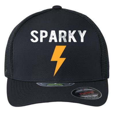 Electrician Gift Funny Sparky Nickname Lightning Bolt Flexfit Unipanel Trucker Cap