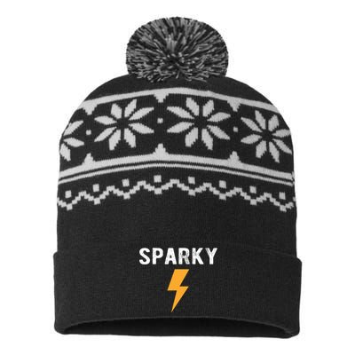 Electrician Gift Funny Sparky Nickname Lightning Bolt USA-Made Snowflake Beanie