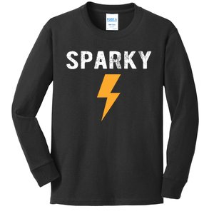 Electrician Gift Funny Sparky Nickname Lightning Bolt Kids Long Sleeve Shirt