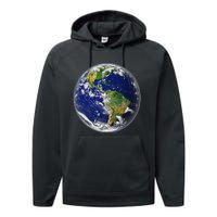 Earth Globe for Earth Day Performance Fleece Hoodie