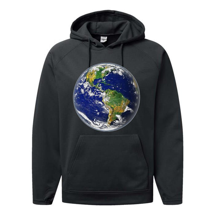 Earth Globe for Earth Day Performance Fleece Hoodie