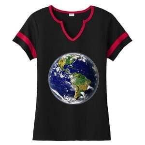 Earth Globe For Earth Day Ladies Halftime Notch Neck Tee