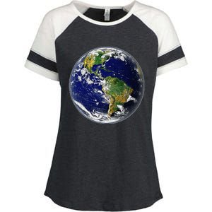 Earth Globe For Earth Day Enza Ladies Jersey Colorblock Tee