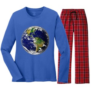 Earth Globe For Earth Day Women's Long Sleeve Flannel Pajama Set 