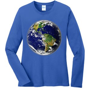 Earth Globe For Earth Day Ladies Long Sleeve Shirt