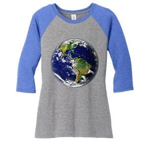 Earth Globe For Earth Day Women's Tri-Blend 3/4-Sleeve Raglan Shirt