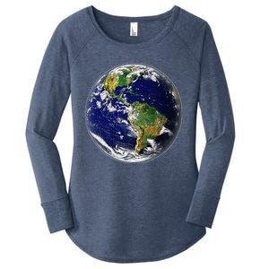 Earth Globe For Earth Day Women's Perfect Tri Tunic Long Sleeve Shirt