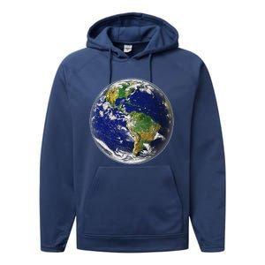 Earth Globe For Earth Day Performance Fleece Hoodie