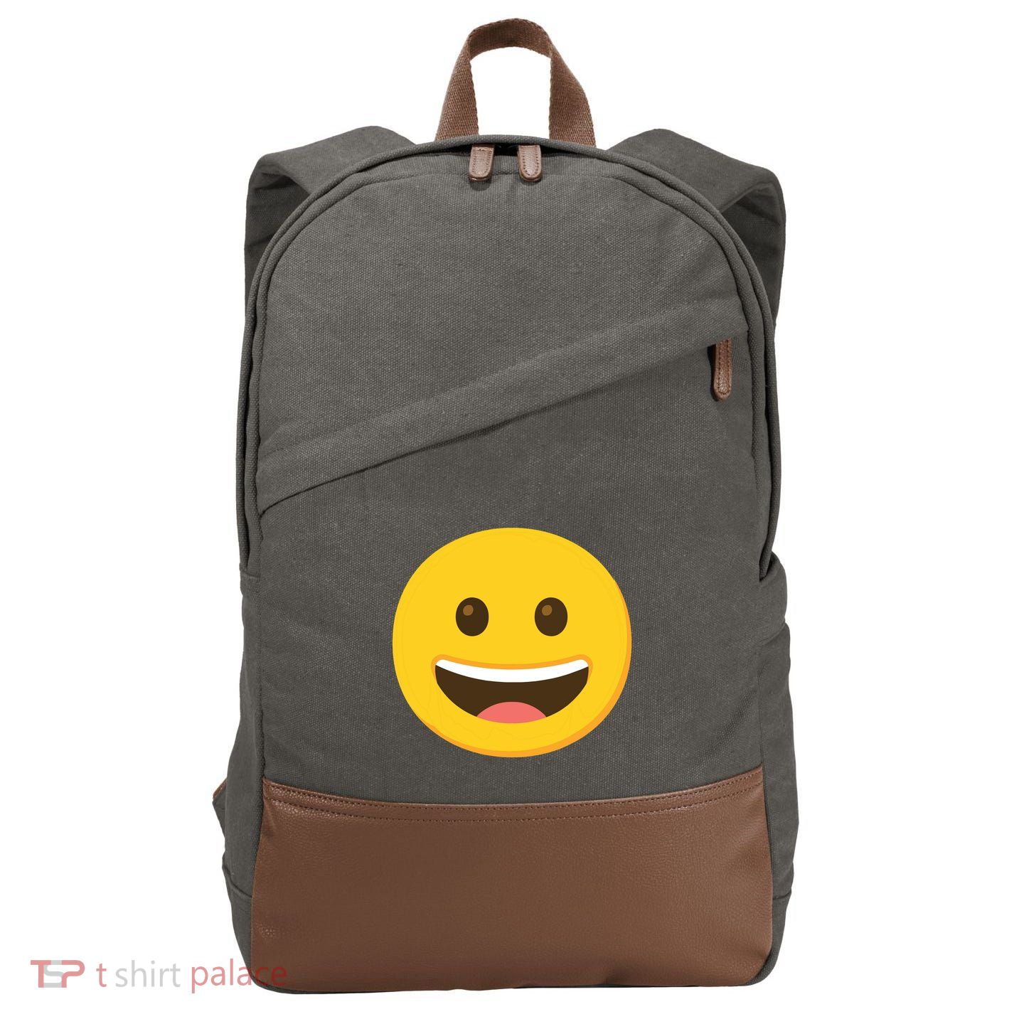 Emoticon Grinning Face Happy Cotton Canvas Backpack
