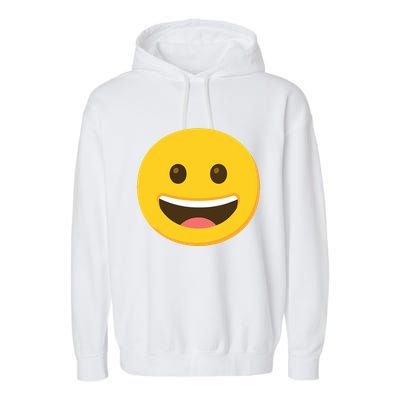 Emoticon Grinning Face Happy Garment-Dyed Fleece Hoodie