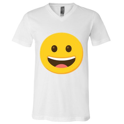 Emoticon Grinning Face Happy V-Neck T-Shirt