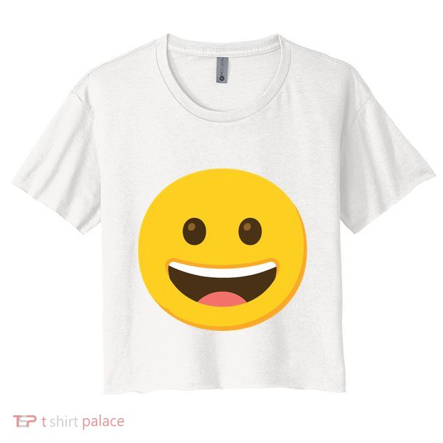 Emoticon Grinning Face Happy Crop Top