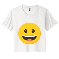 Emoticon Grinning Face Happy Women's Crop Top Tee