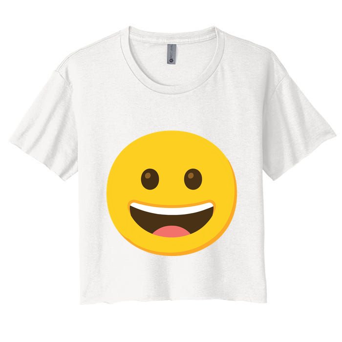 Emoticon Grinning Face Happy Women's Crop Top Tee