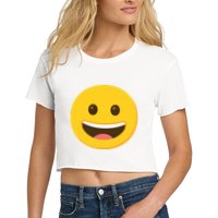 Emoticon Grinning Face Happy Women's Crop Top Tee