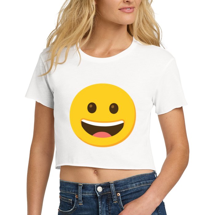 Emoticon Grinning Face Happy Women's Crop Top Tee