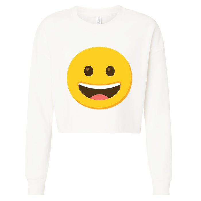 Emoticon Grinning Face Happy Cropped Pullover Crew