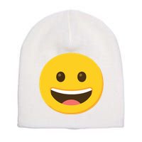 Emoticon Grinning Face Happy Short Acrylic Beanie