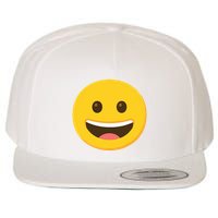 Emoticon Grinning Face Happy Wool Snapback Cap