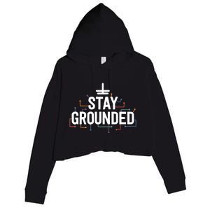 Electrician Gifts For Men Funny Electrical Stay Grounded Crop Fleece Hoodie