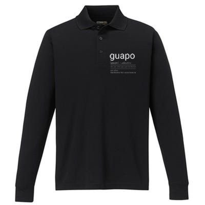 El Guapo Funny Definition Performance Long Sleeve Polo