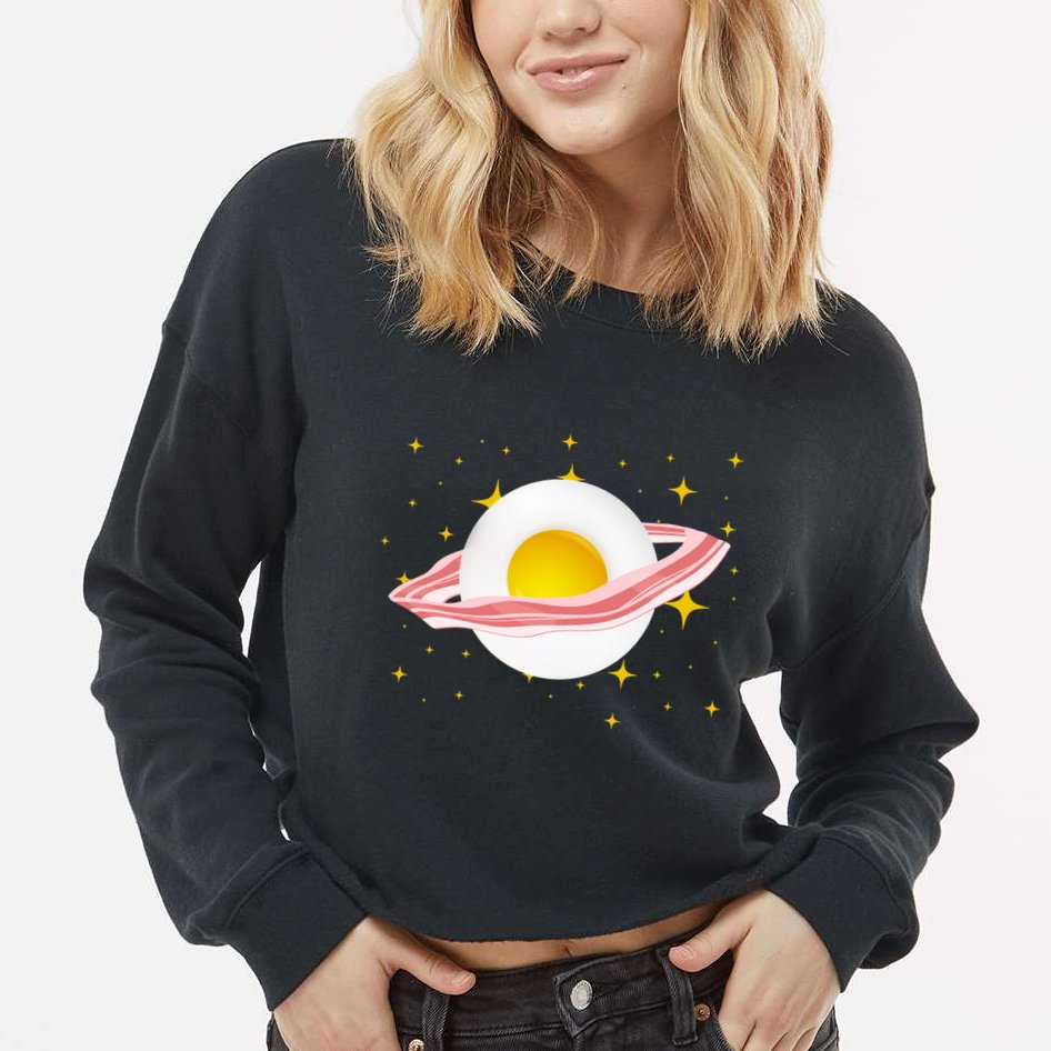 Egg Bacon Planet Cropped Pullover Crew