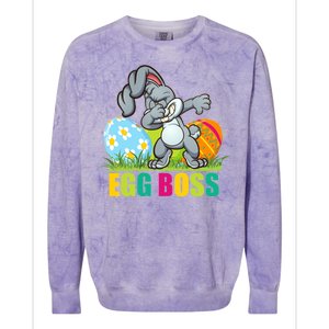 Egg Boss Dabbing Easter Bunny Colorblast Crewneck Sweatshirt