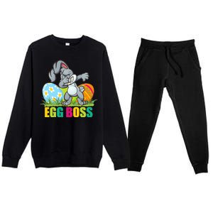 Egg Boss Dabbing Easter Bunny Premium Crewneck Sweatsuit Set