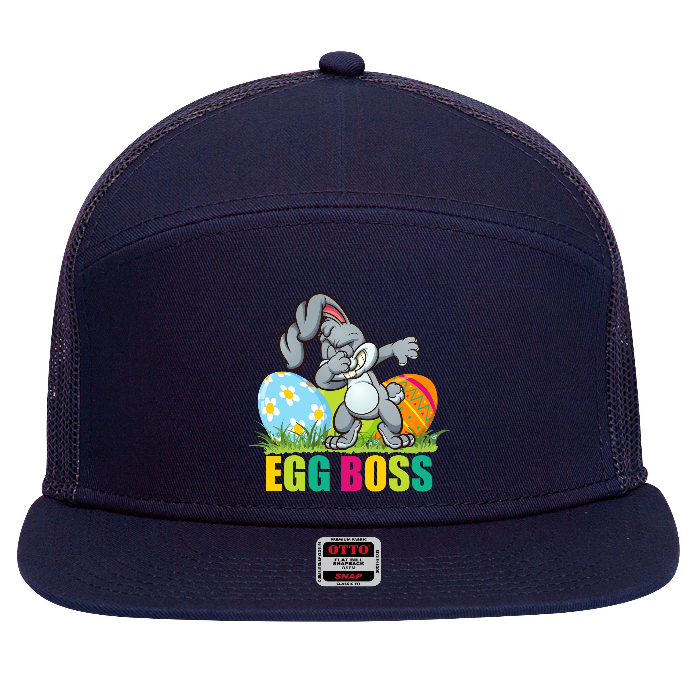 Egg Boss Dabbing Easter Bunny 7 Panel Mesh Trucker Snapback Hat