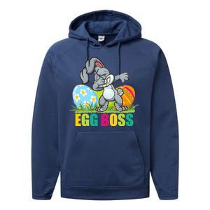 Egg Boss Dabbing Easter Bunny Performance Fleece Hoodie