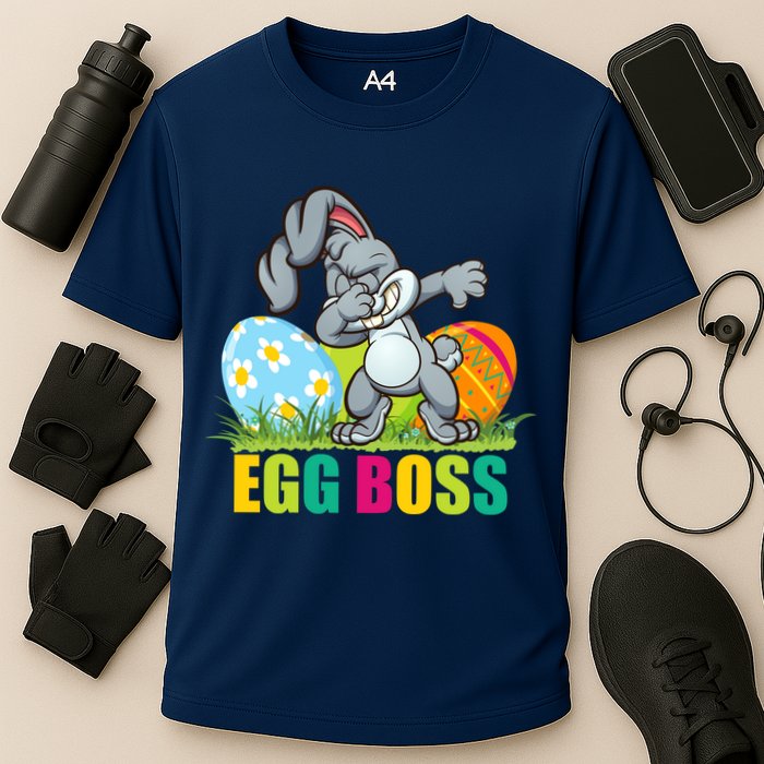 Egg Boss Dabbing Easter Bunny Cooling Performance Crew T-Shirt