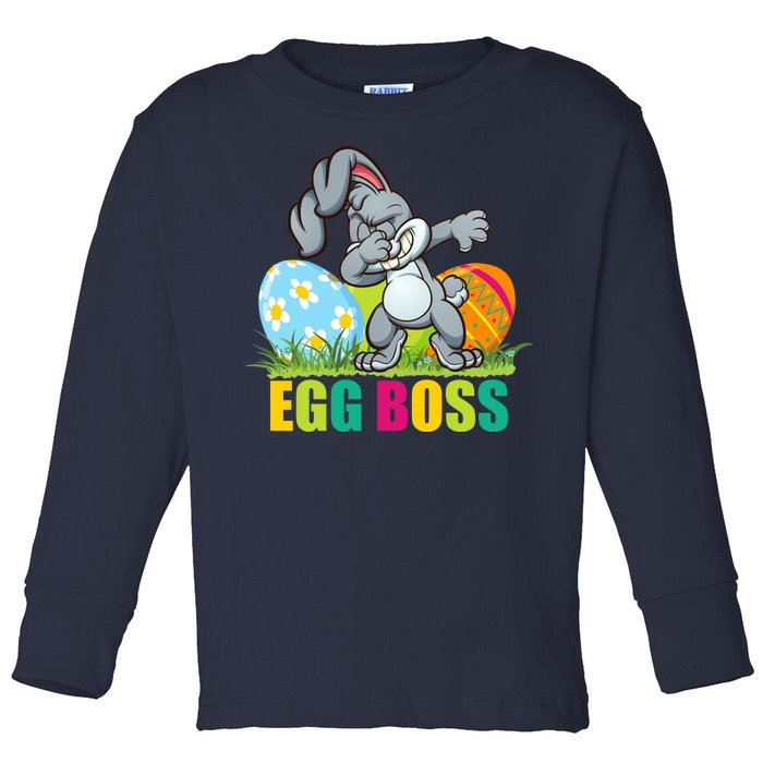 Egg Boss Dabbing Easter Bunny Toddler Long Sleeve Shirt