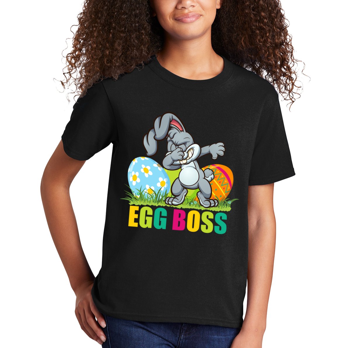 Egg Boss Dabbing Easter Bunny Kids T-Shirt