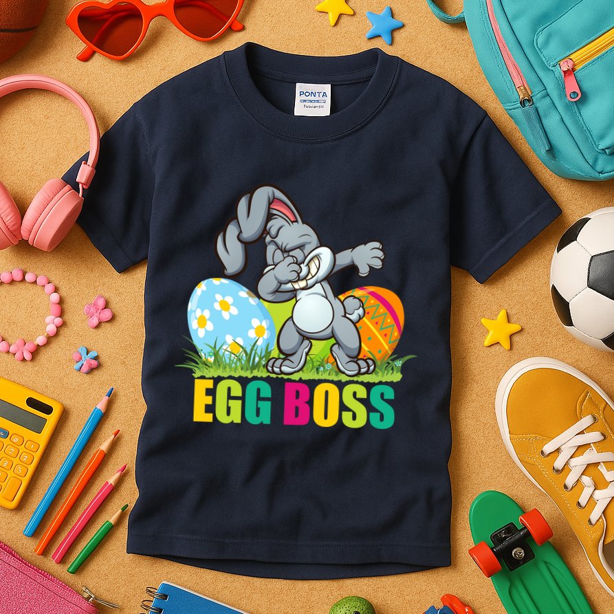 Egg Boss Dabbing Easter Bunny Kids T-Shirt