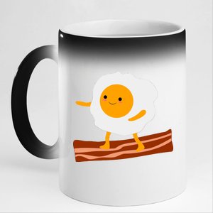 Egg Surfing On Bacon 11oz Black Color Changing Mug