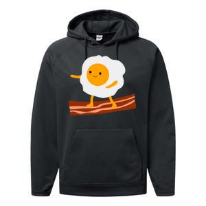 Egg Surfing On Bacon Performance Fleece Hoodie