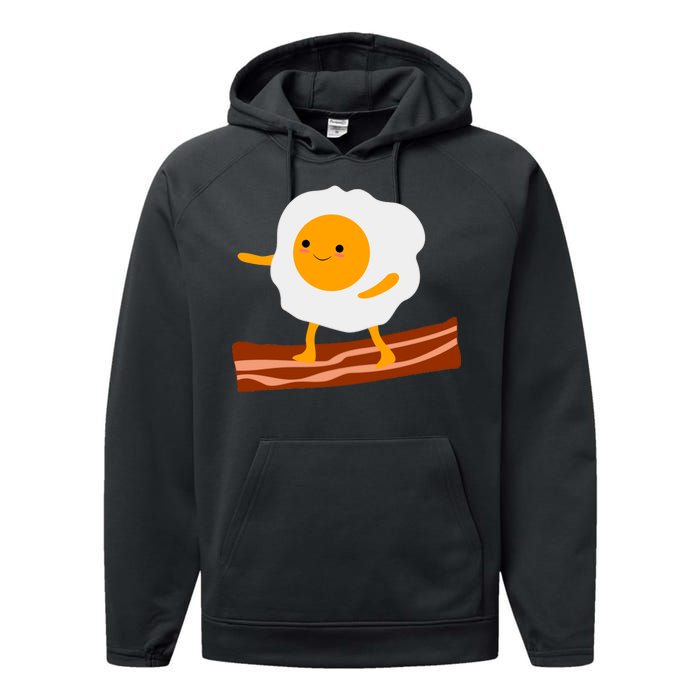 Egg Surfing On Bacon Performance Fleece Hoodie