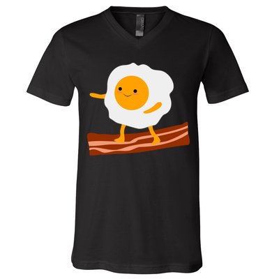 Egg Surfing On Bacon V-Neck T-Shirt