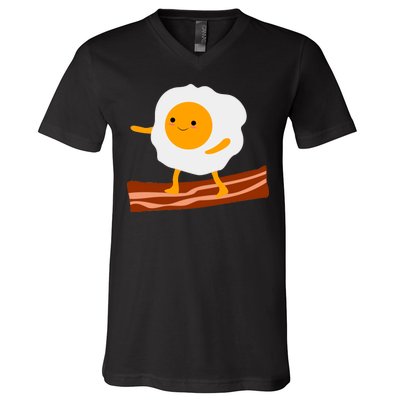 Egg Surfing On Bacon V-Neck T-Shirt