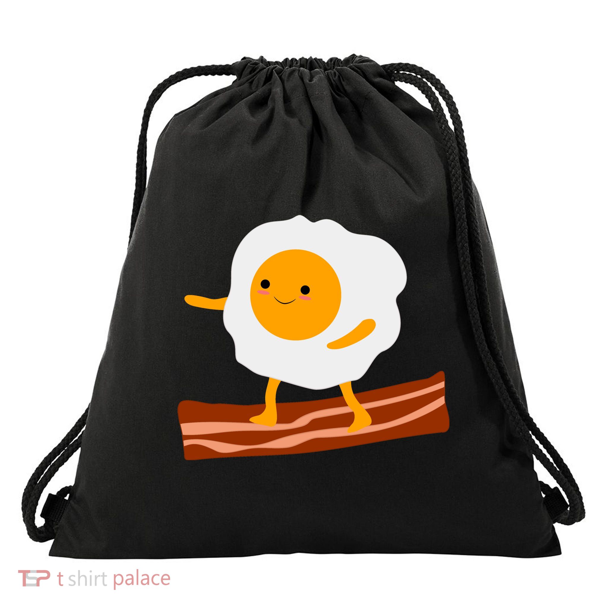 Egg Surfing On Bacon Drawstring Bag