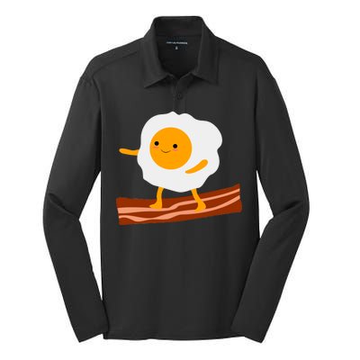 Egg Surfing On Bacon Silk Touch Performance Long Sleeve Polo