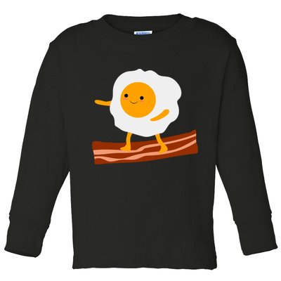 Egg Surfing On Bacon Toddler Long Sleeve Shirt