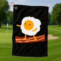 Egg Surfing On Bacon Golf Towel