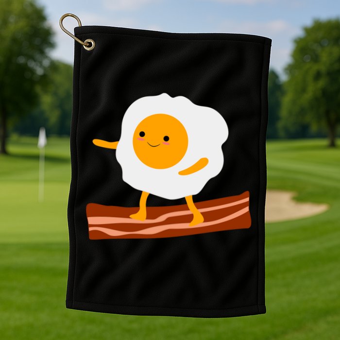 Egg Surfing On Bacon Golf Towel