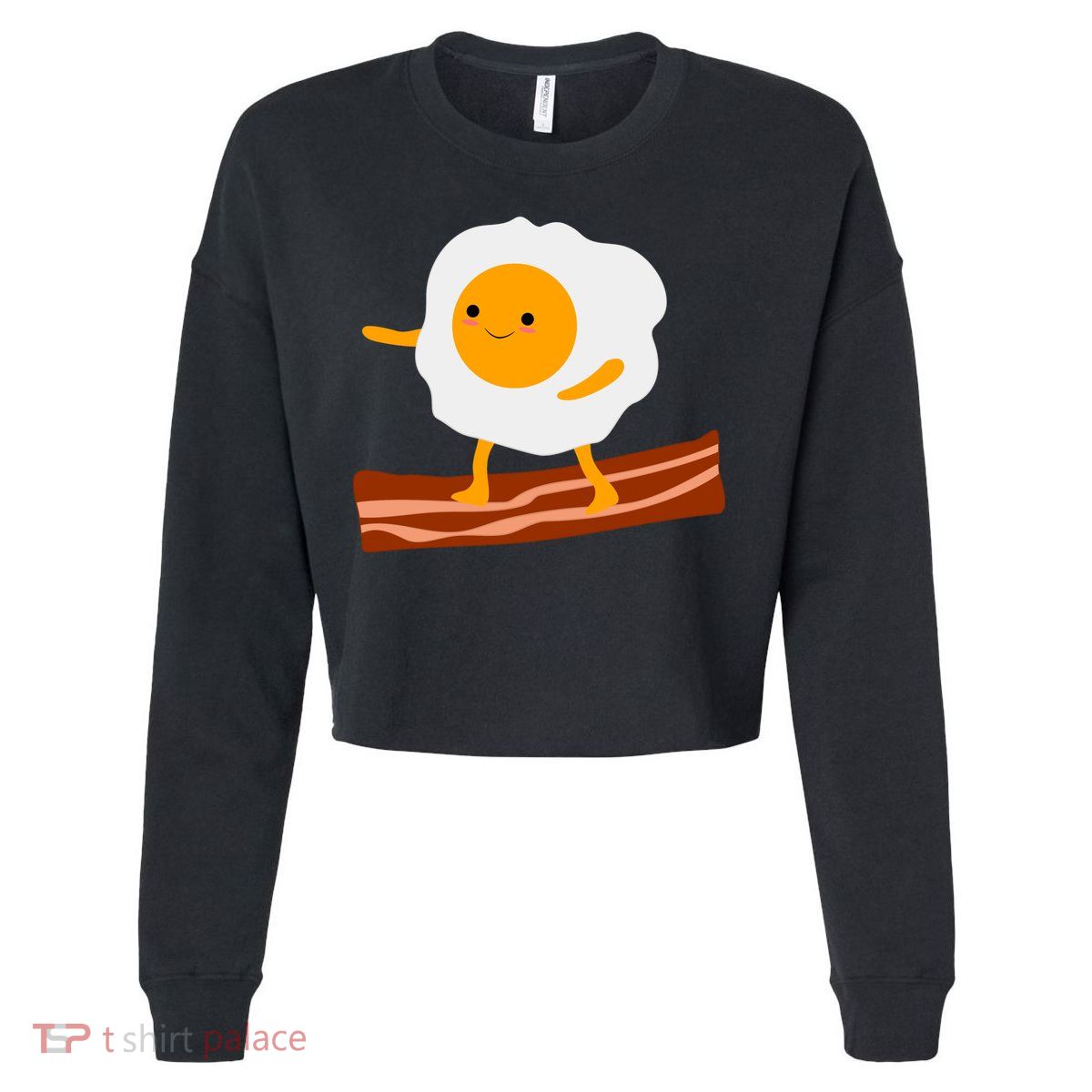 Egg Surfing On Bacon Cropped Pullover Crew