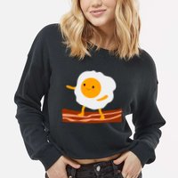 Egg Surfing On Bacon Cropped Pullover Crew