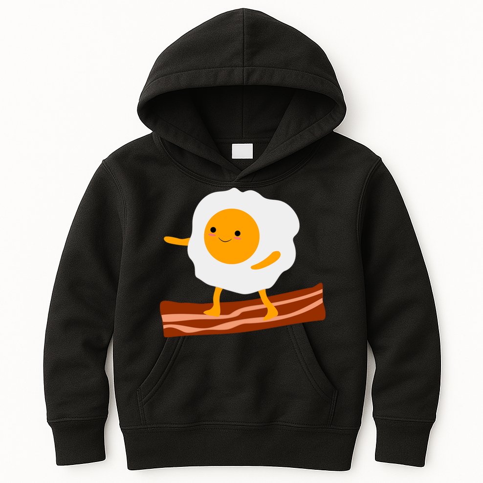 Egg Surfing On Bacon Kids Hoodie