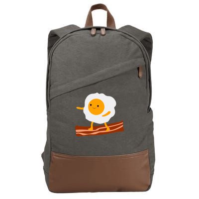 Egg Surfing On Bacon Cotton Canvas Backpack