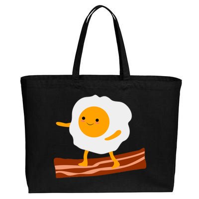 Egg Surfing On Bacon Cotton Canvas Jumbo Tote