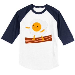 Egg Surfing On Bacon Baseball Sleeve Shirt